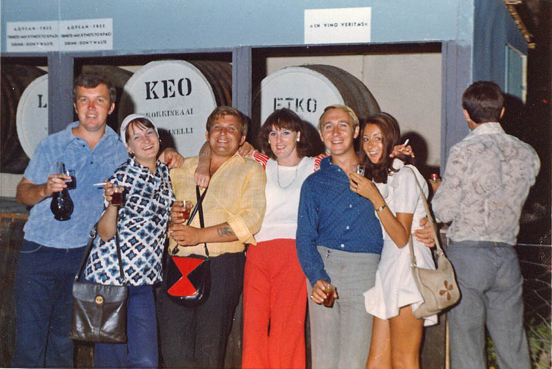 Pete & Mary, Steve & Madeleine, Gary & Cathy with Taff Harris's back at Limassol Wine Festival